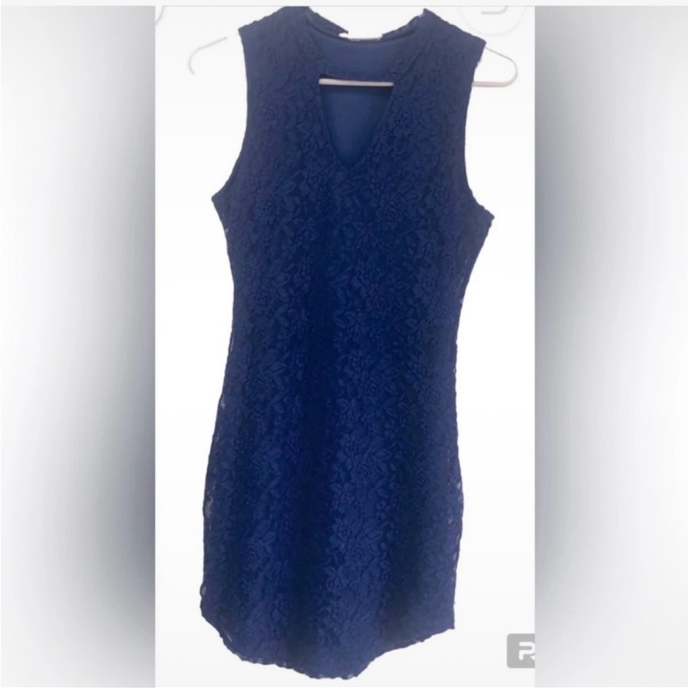 Elegant Navy Blue Lace Dress